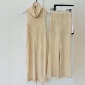 NWT Free People FP Beach 2 Piece beige ribbed set size XS